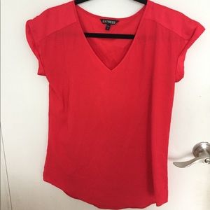 Red v neck blouse